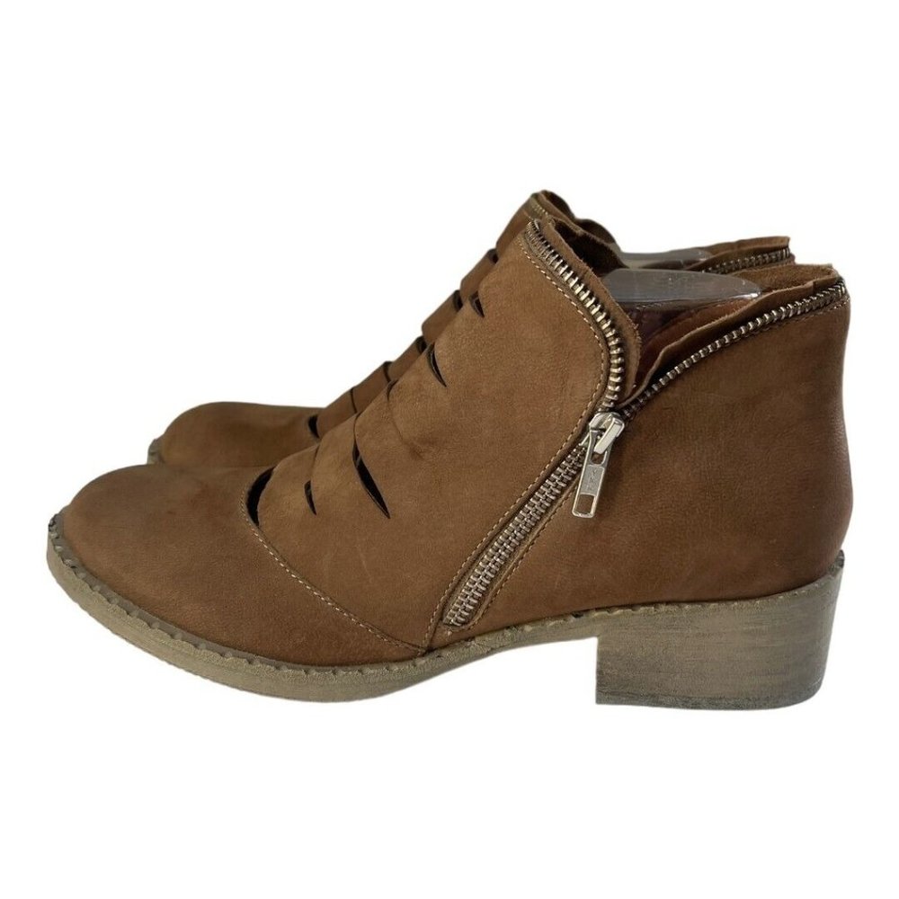 Gentle Souls Kenneth Cole Bootie Womens 8.5M Bailey Ankle Brown Leather Side Zip